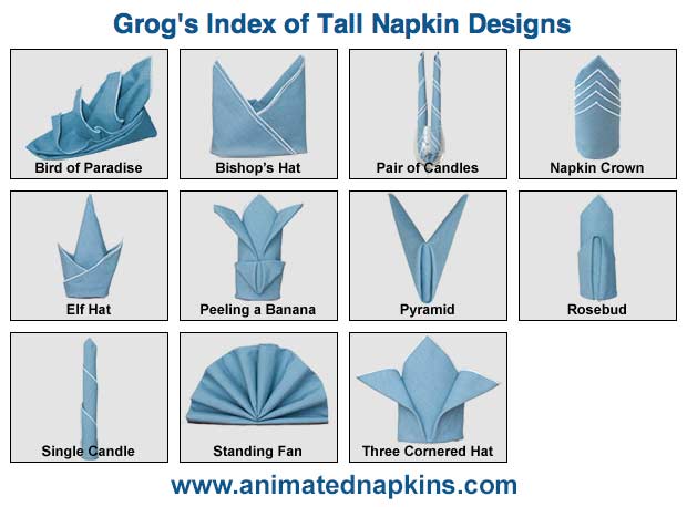 Pictures of Index of Tall Napkin Folds