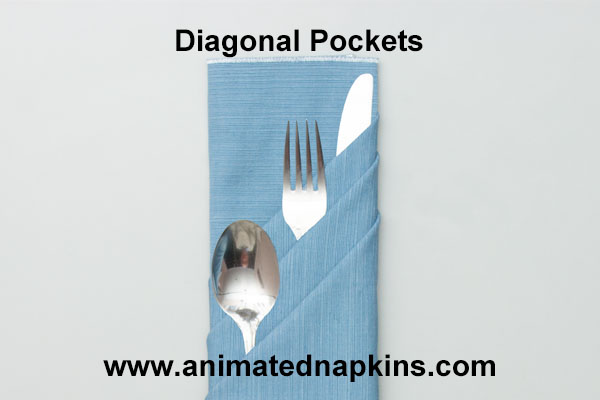Animation: Diagonal Pockets Napkin Folding (Quarter)